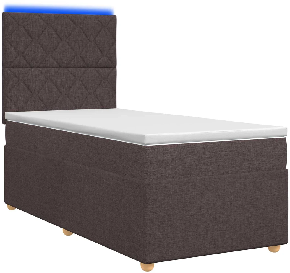 Spyruoklinė lova su čiužiniu Tamsiai rudas 100 x 200 cm Audinys