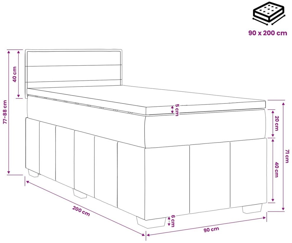Spyruoklinė lova su čiužiniu Tamsiai rudas 90 x 200 cm Audinys