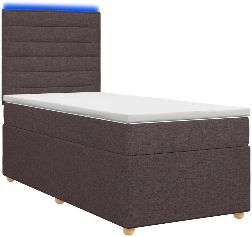 Spyruoklinė lova su čiužiniu Tamsiai rudas 100 x 200 cm Audinys