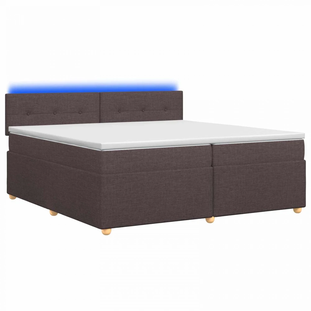 Spyruoklinė lova su čiužiniu Tamsiai rudas 200 x 200 cm Audinys