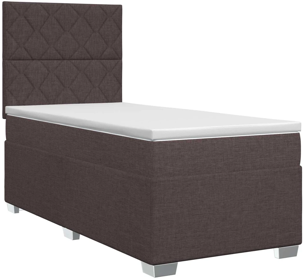 Spyruoklinė lova su čiužiniu Tamsiai rudas 90 x 200 cm Audinys