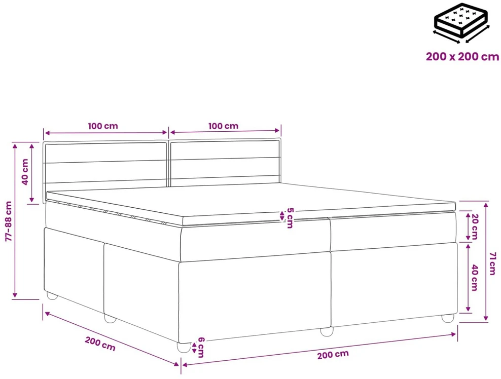 Spyruoklinė lova su čiužiniu Tamsiai rudas 200 x 200 cm Audinys