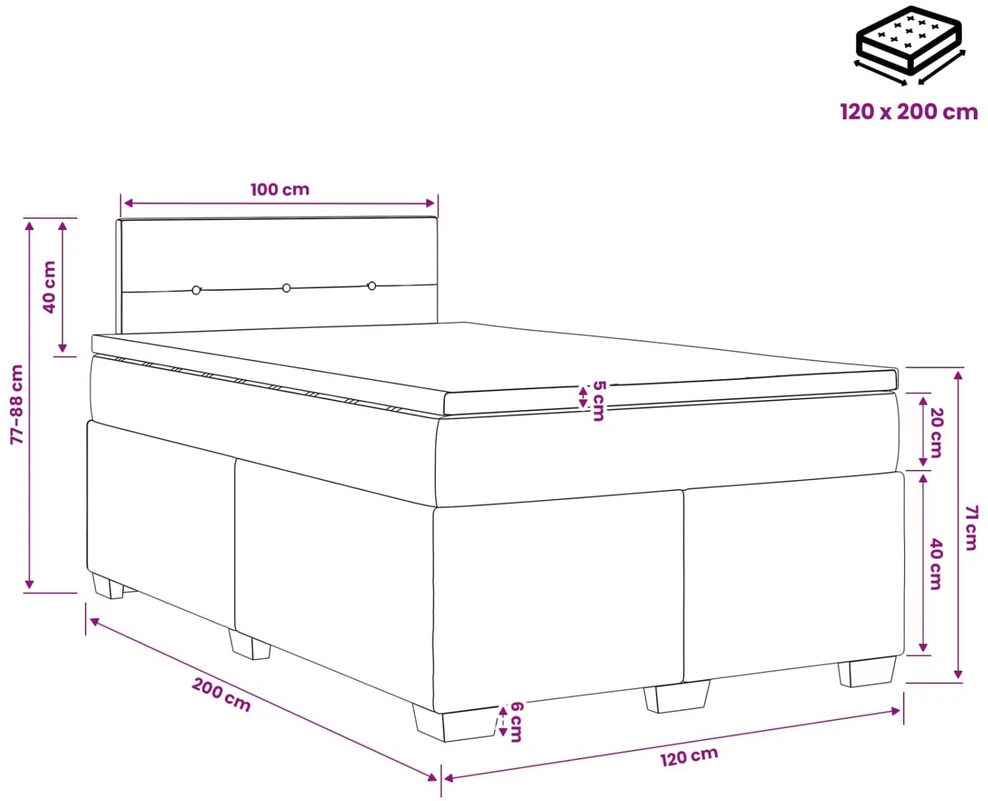 Spyruoklinė lova su čiužiniu Tamsiai rudas 120 x 200 cm Audinys