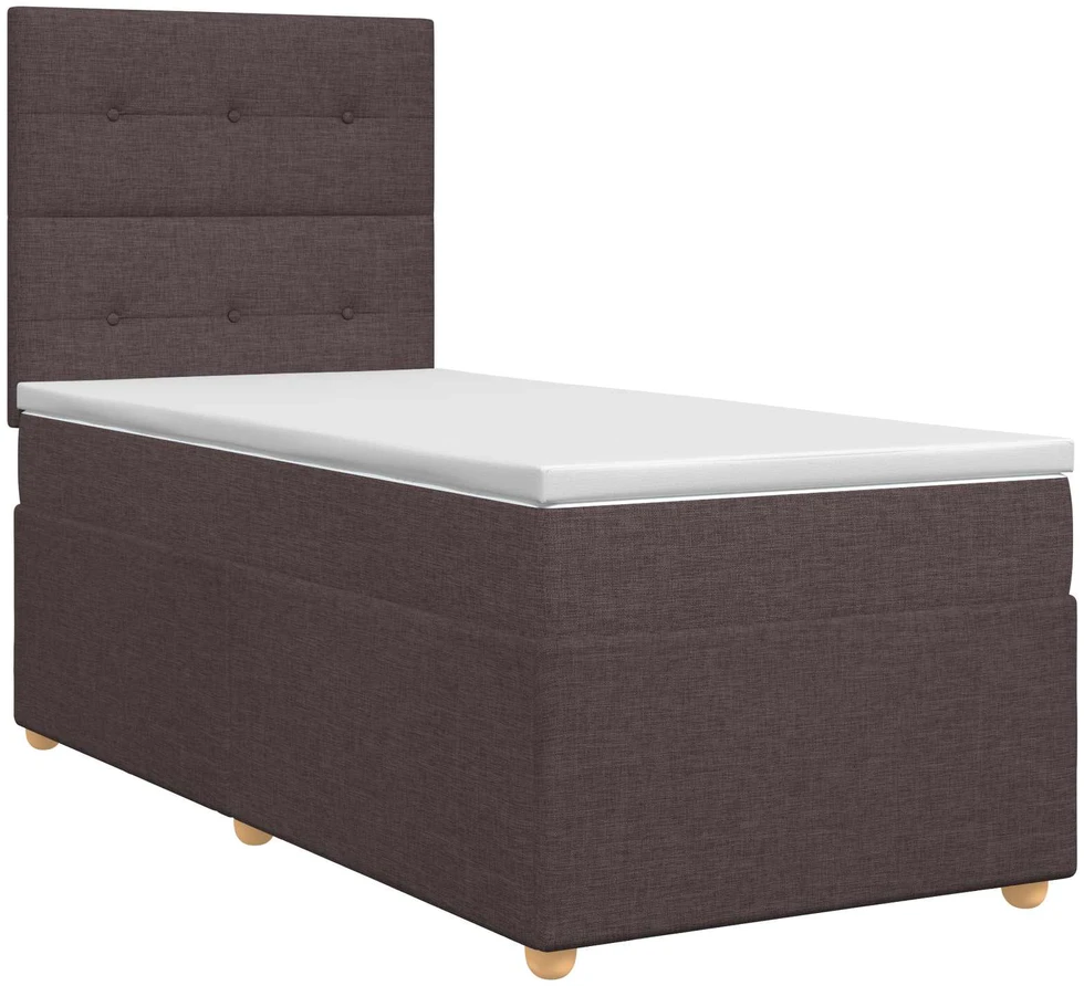 Spyruoklinė lova su čiužiniu Tamsiai rudas 100 x 200 cm Audinys