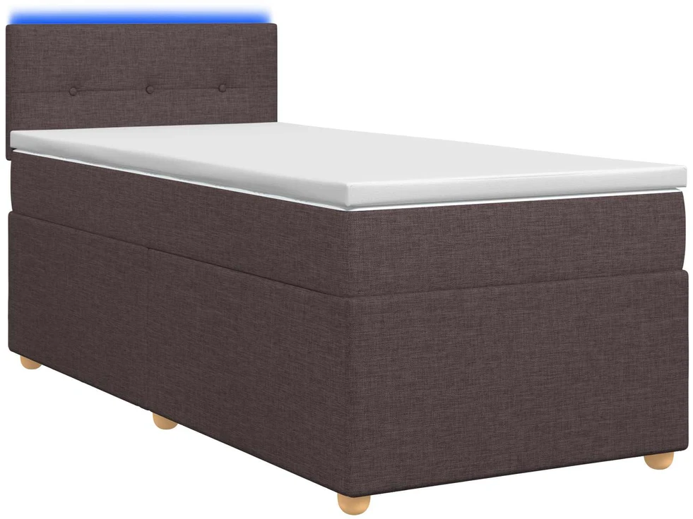 Spyruoklinė lova su čiužiniu Tamsiai rudas 100 x 200 cm Audinys