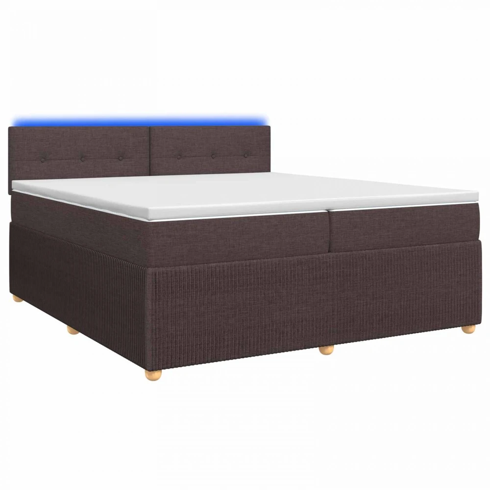 Spyruoklinė lova su čiužiniu Tamsiai rudas 200 x 200 cm Audinys