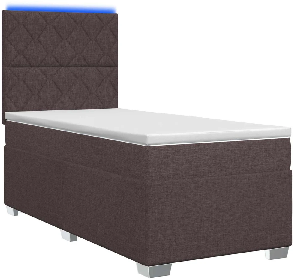 Spyruoklinė lova su čiužiniu Tamsiai rudas 90 x 200 cm Audinys