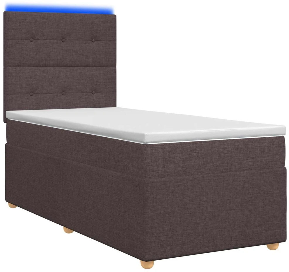 Spyruoklinė lova su čiužiniu Tamsiai rudas 100 x 200 cm Audinys