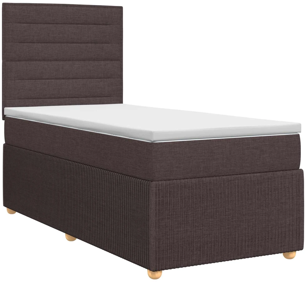 Spyruoklinė lova su čiužiniu Tamsiai rudas 90 x 200 cm Audinys