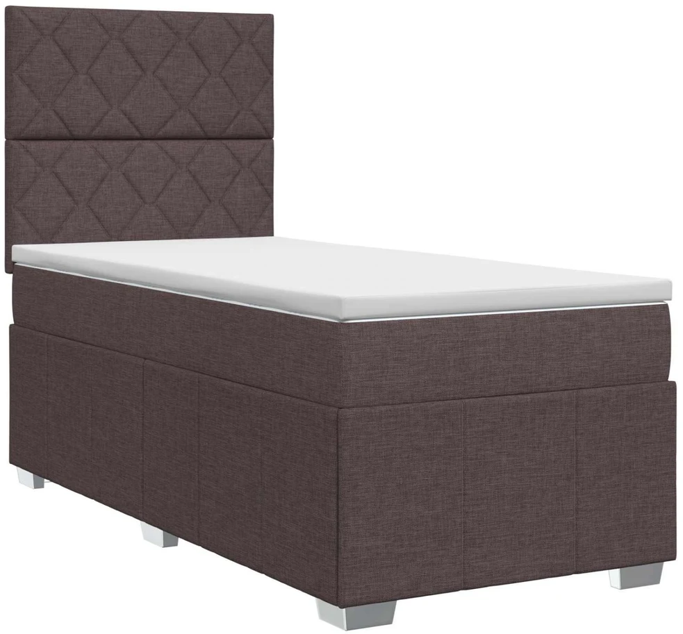 Spyruoklinė lova su čiužiniu Tamsiai rudas 90 x 200 cm Audinys