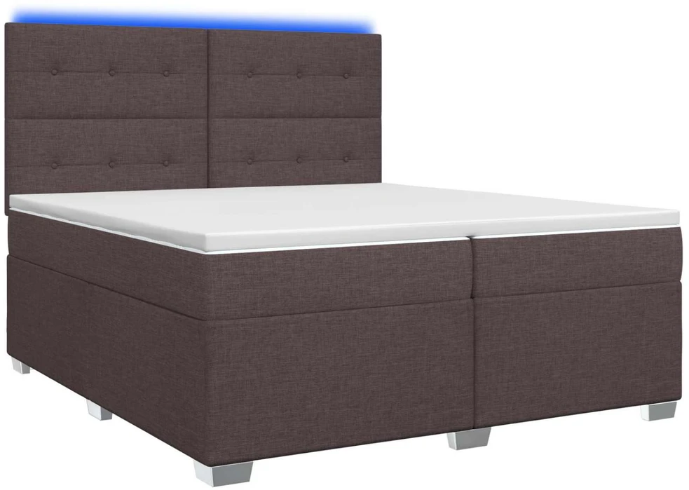Spyruoklinė lova su čiužiniu Tamsiai rudas 200 x 200 cm Audinys