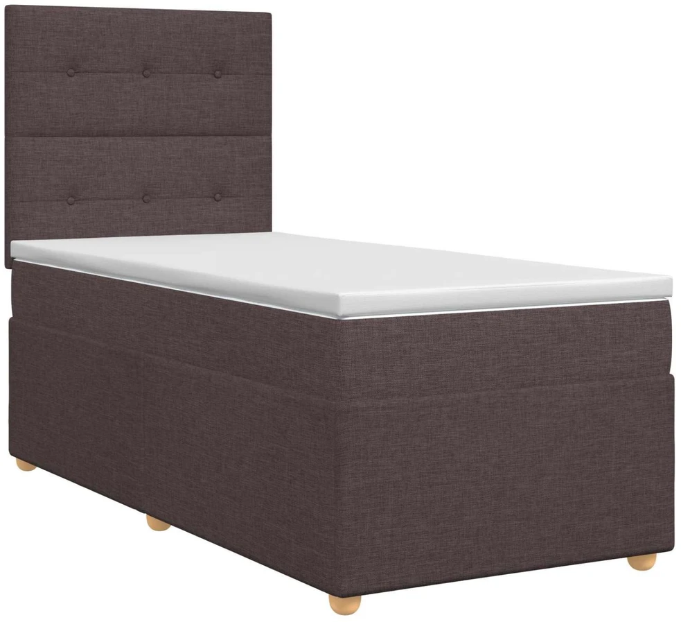 Spyruoklinė lova su čiužiniu Tamsiai rudas 100 x 200 cm Audinys