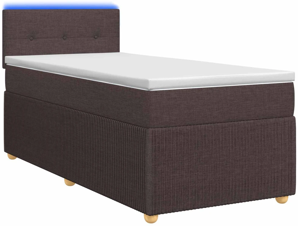Spyruoklinė lova su čiužiniu Tamsiai rudas 100 x 200 cm Audinys