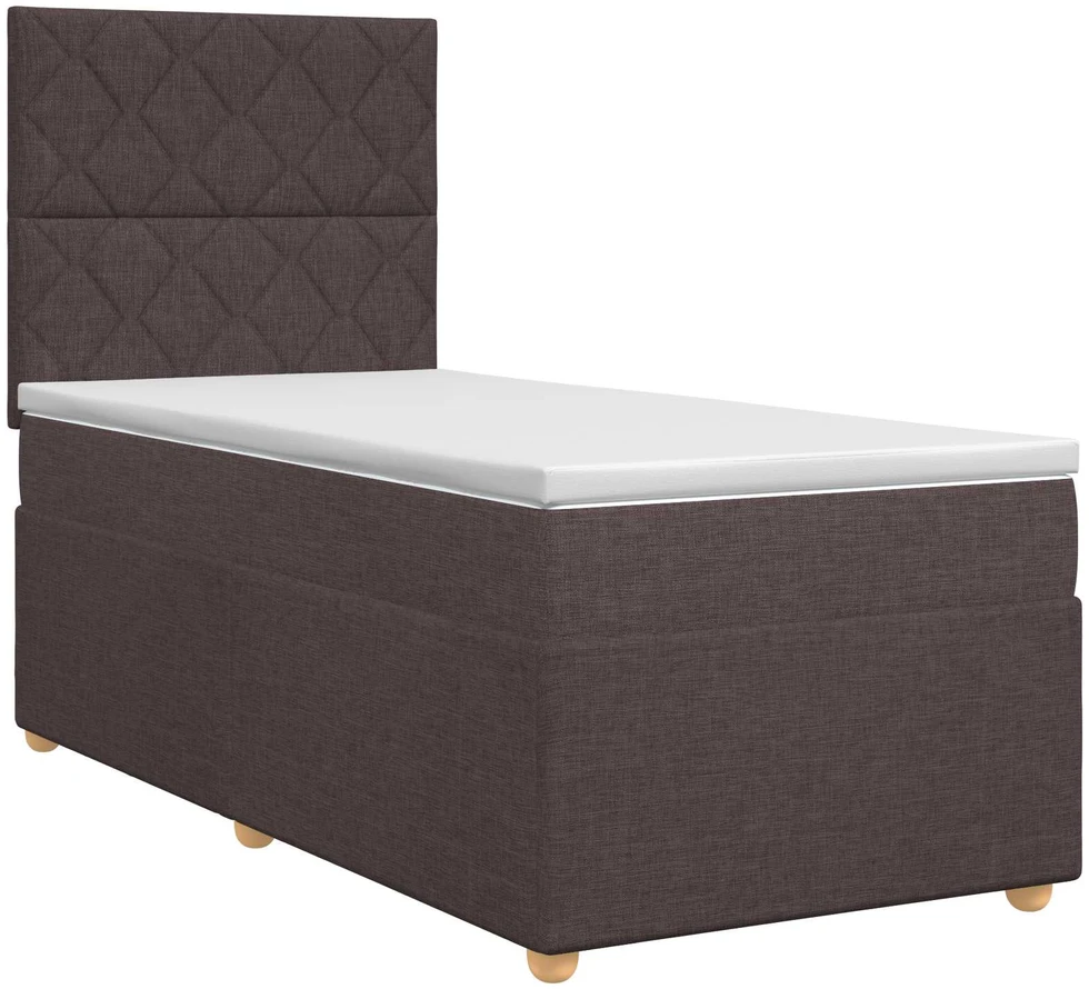 Spyruoklinė lova su čiužiniu Tamsiai rudas 80 x 200 cm Audinys
