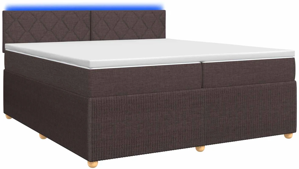 Spyruoklinė lova su čiužiniu Tamsiai rudas 200 x 200 cm Audinys