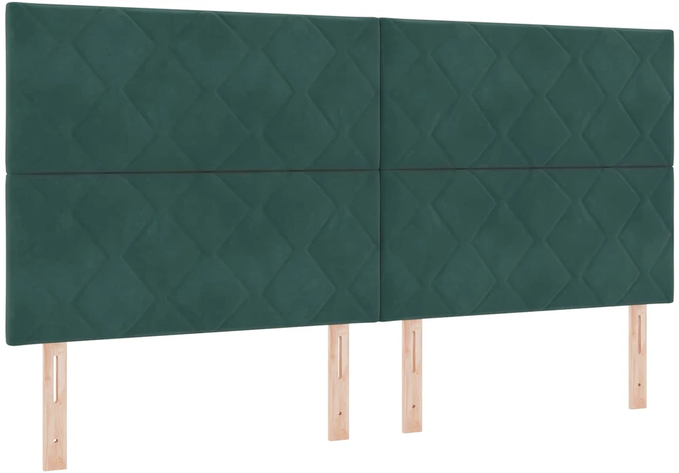 Spyruoklinė lova su čiužiniu Tamsiai žalia 200 x 200 cm Aksomas