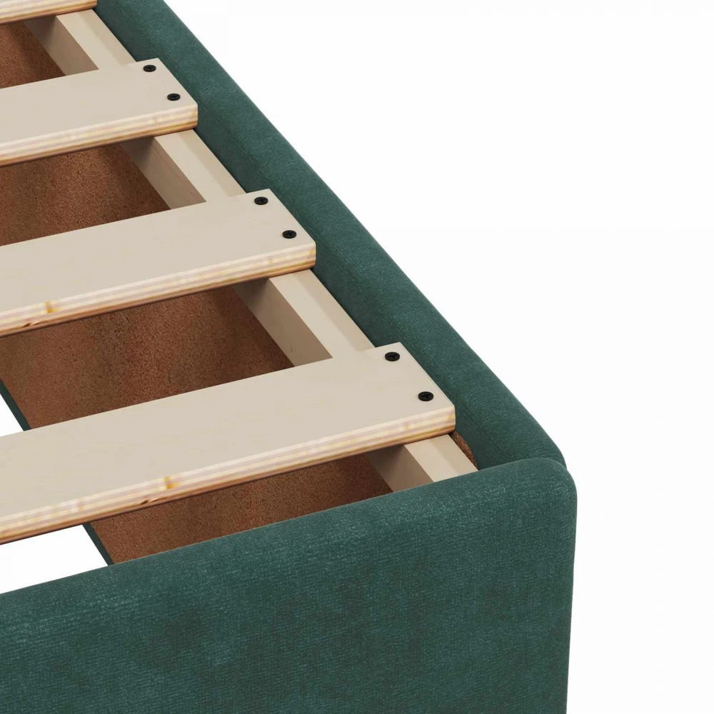 Spyruoklinė lova su čiužiniu Tamsiai žalia 80 x 200 cm Aksomas