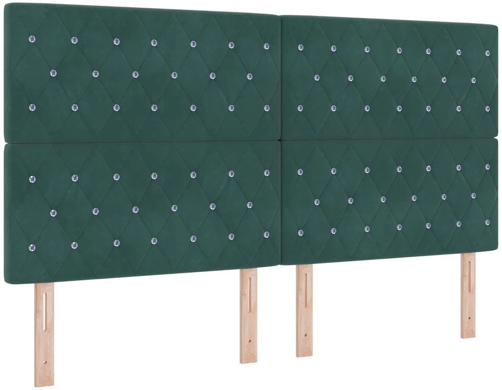 Spyruoklinė lova su čiužiniu Tamsiai žalia 180 x 200 cm Aksomas