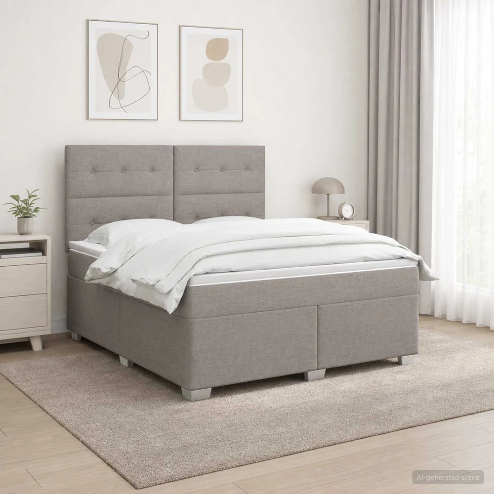Spyruoklinė lova su čiužiniu Taupe 140 x 190 cm Audinys