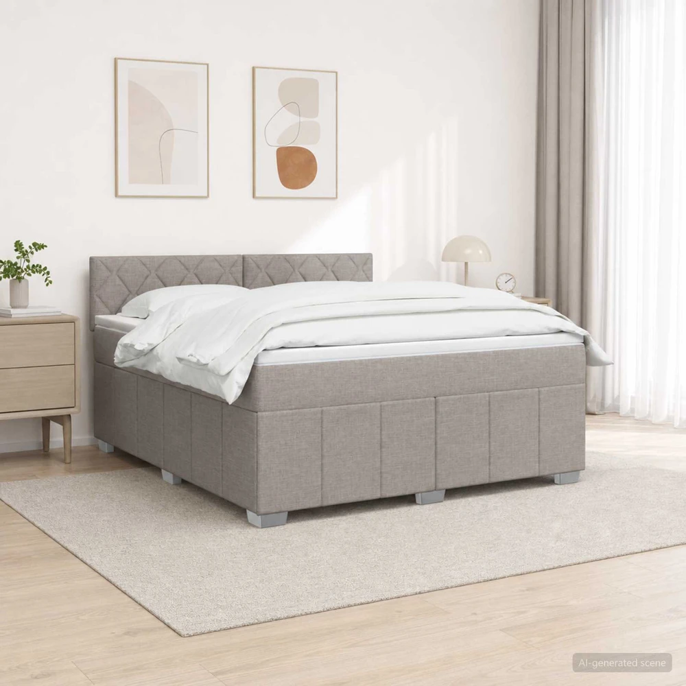 Spyruoklinė lova su čiužiniu Taupe 140 x 190 cm Audinys