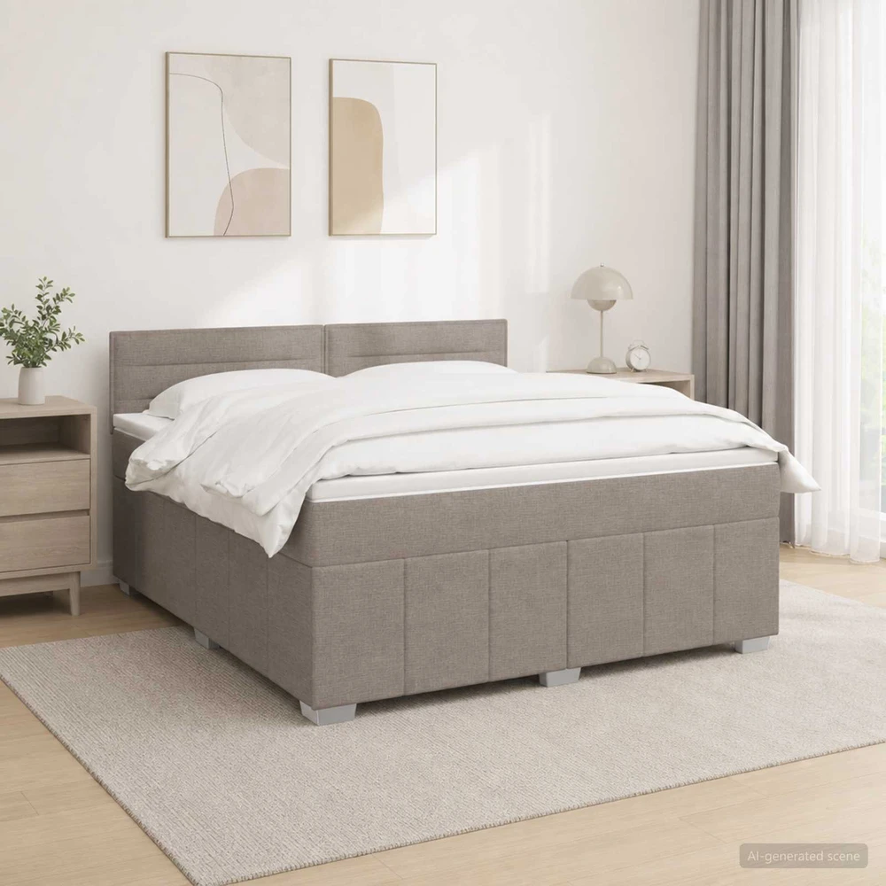 Spyruoklinė lova su čiužiniu Taupe 180 x 200 cm Audinys