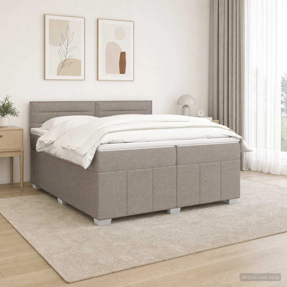 Spyruoklinė lova su čiužiniu Taupe 200 x 200 cm Audinys