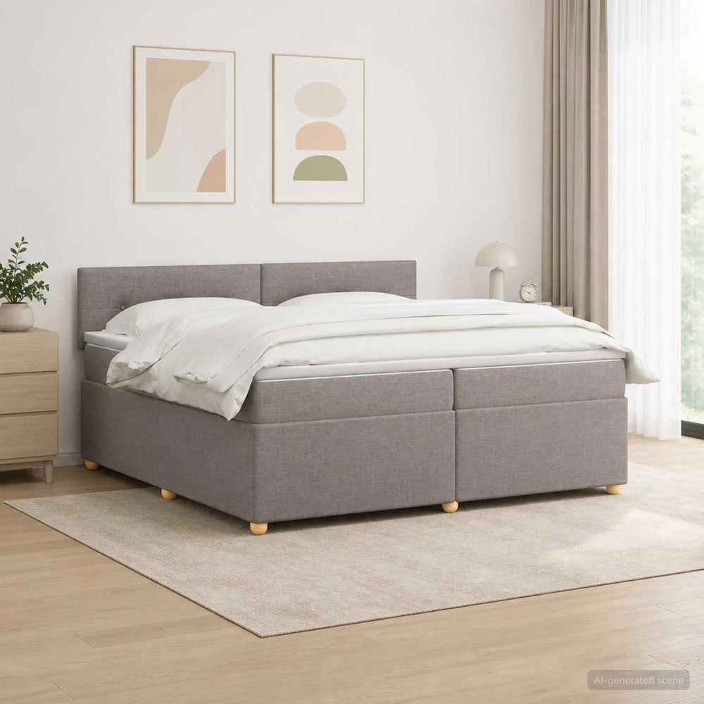 Spyruoklinė lova su čiužiniu Taupe 200 x 200 cm Audinys
