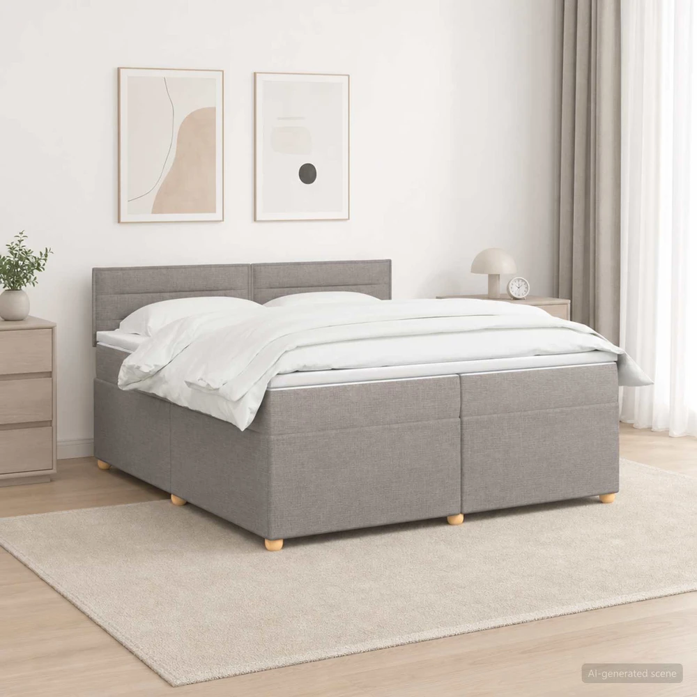 Spyruoklinė lova su čiužiniu Taupe 200 x 200 cm Audinys
