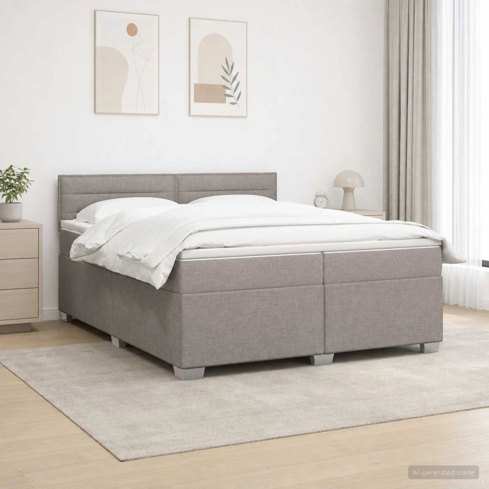 Spyruoklinė lova su čiužiniu Taupe 200 x 200 cm Audinys