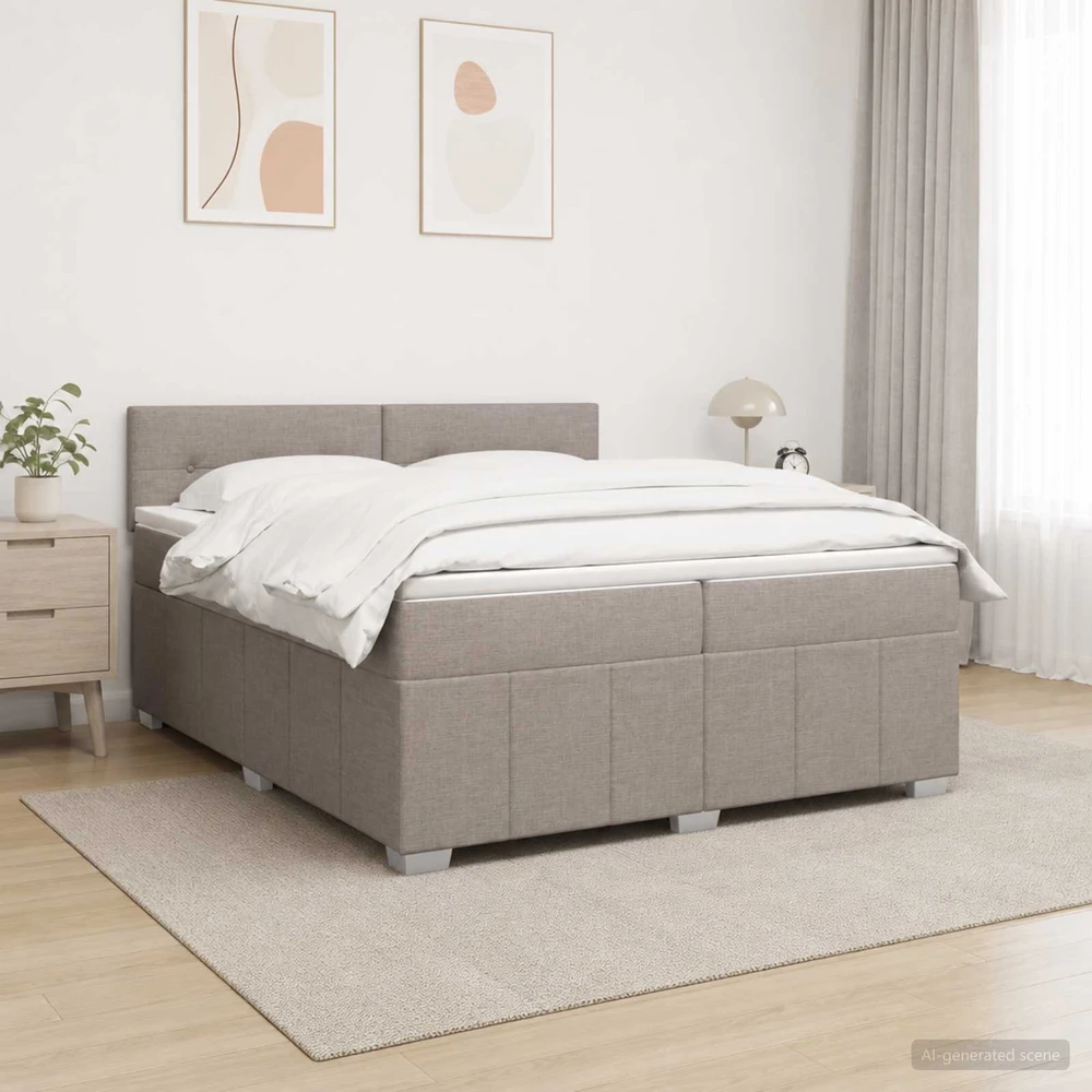 Spyruoklinė lova su čiužiniu Taupe 200 x 200 cm Audinys