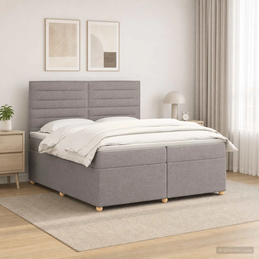 Spyruoklinė lova su čiužiniu Taupe 200 x 200 cm Audinys