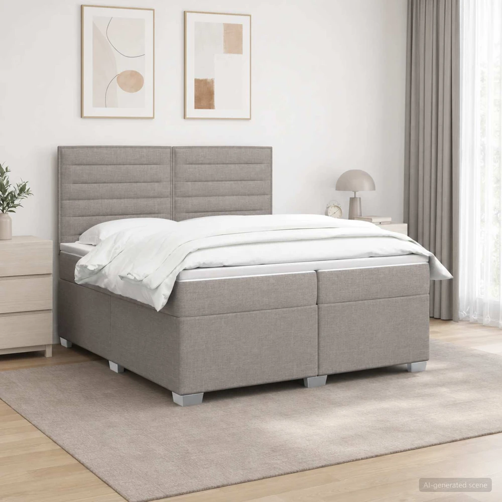 Spyruoklinė lova su čiužiniu Taupe 200 x 200 cm Audinys