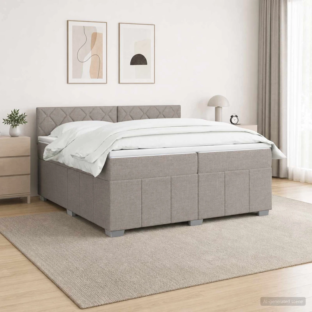 Spyruoklinė lova su čiužiniu Taupe 200 x 200 cm Audinys