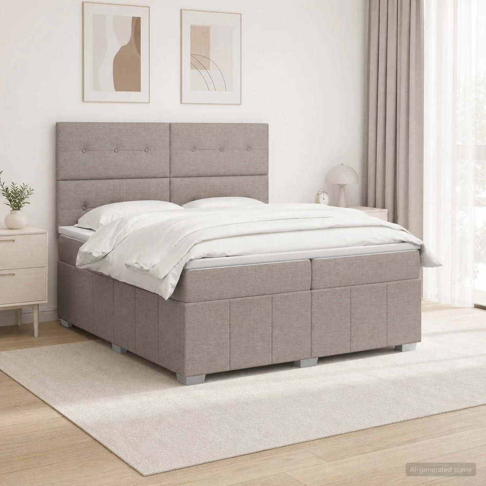 Spyruoklinė lova su čiužiniu Taupe 200 x 200 cm Audinys