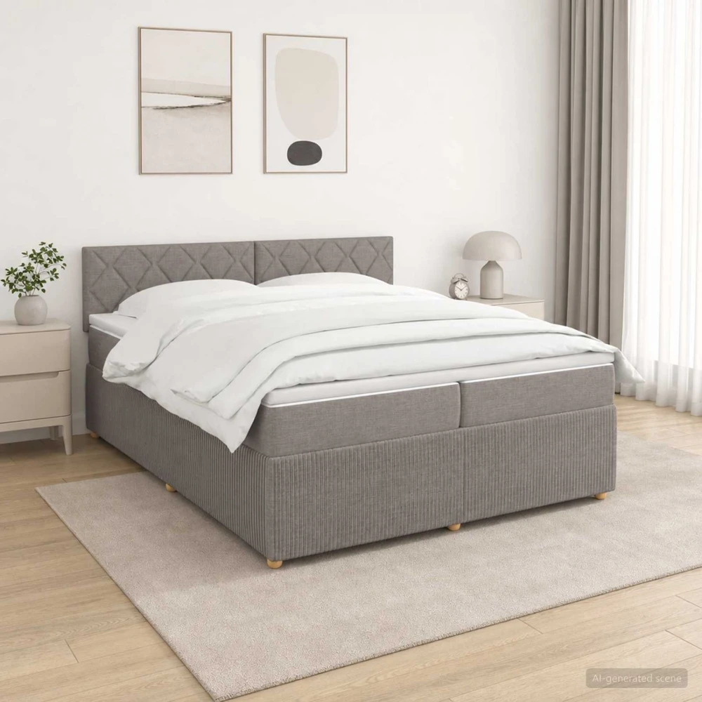 Spyruoklinė lova su čiužiniu Taupe 200 x 200 cm Audinys