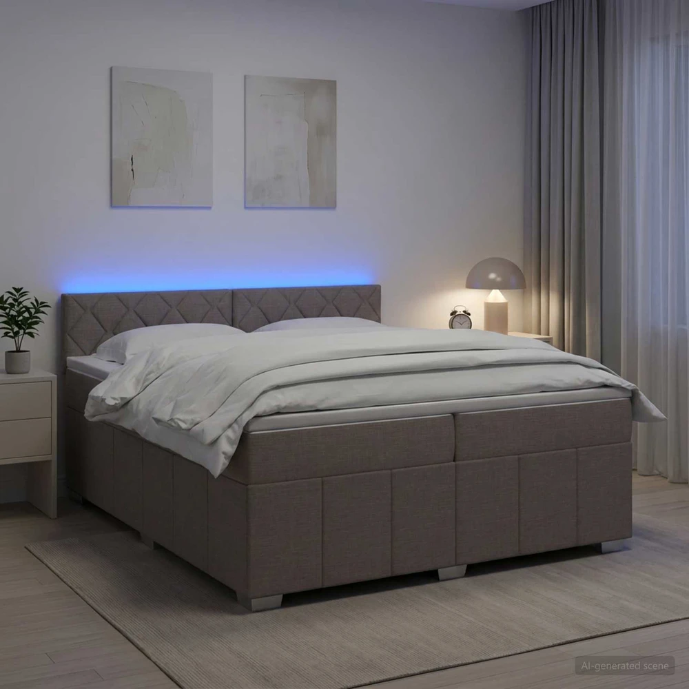 Spyruoklinė lova su čiužiniu Taupe 200 x 200 cm Audinys