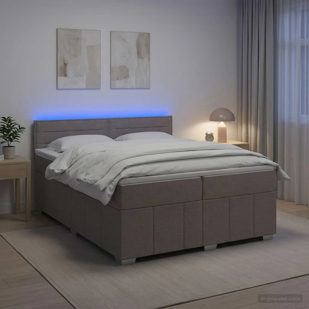 Spyruoklinė lova su čiužiniu Taupe 200 x 200 cm Audinys