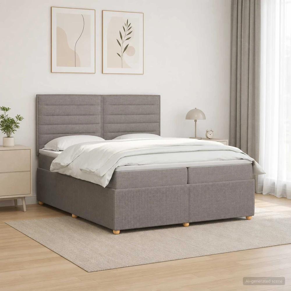 Spyruoklinė lova su čiužiniu Taupe 200 x 200 cm Audinys