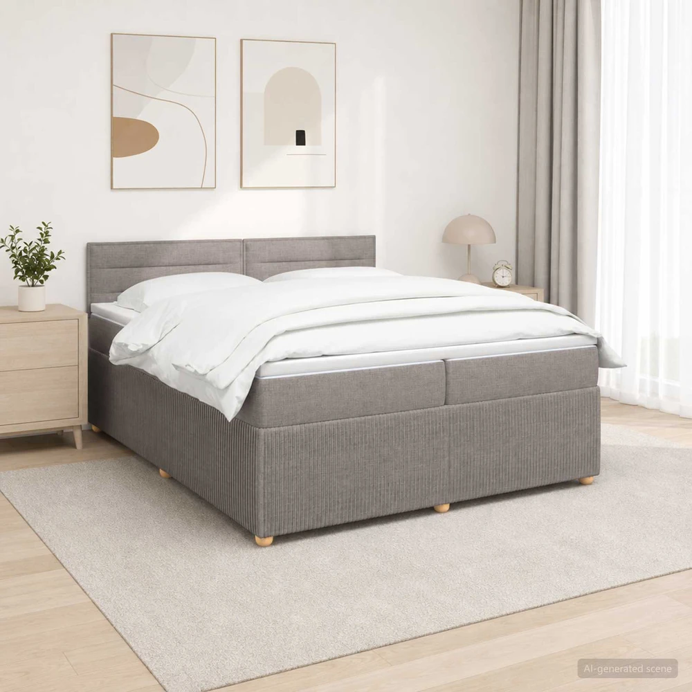 Spyruoklinė lova su čiužiniu Taupe 200 x 200 cm Audinys