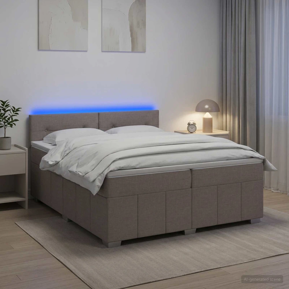 Spyruoklinė lova su čiužiniu Taupe 200 x 200 cm Audinys