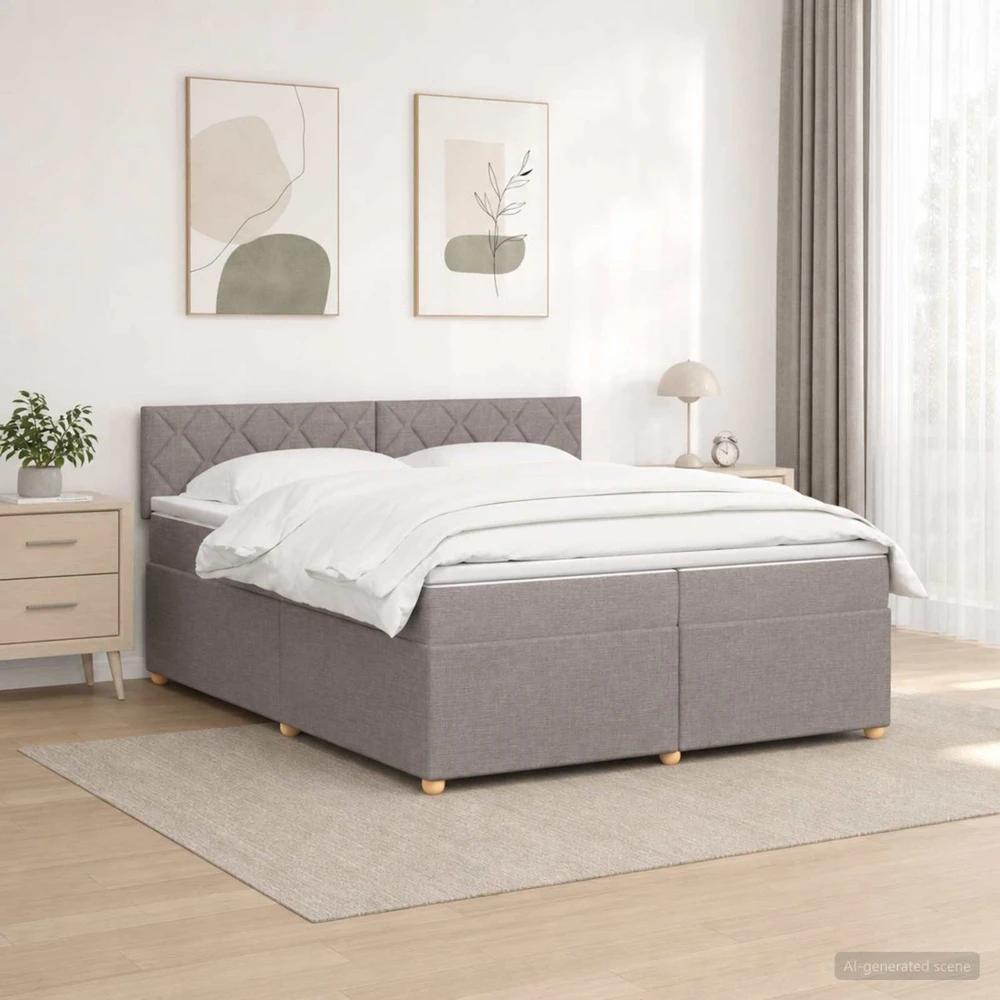 Spyruoklinė lova su čiužiniu Taupe 200 x 200 cm Audinys