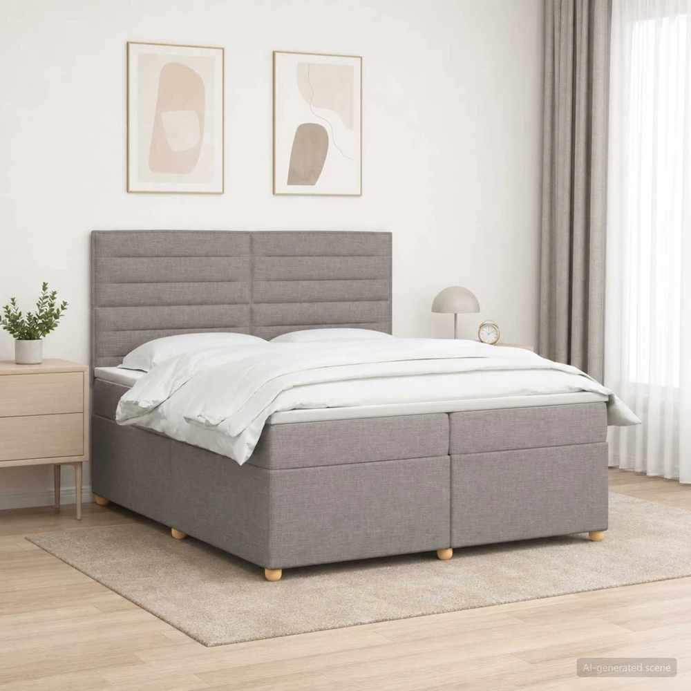 Spyruoklinė lova su čiužiniu Taupe 200 x 200 cm Audinys