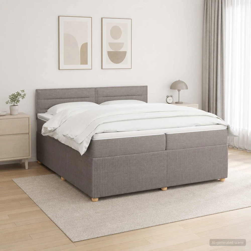 Spyruoklinė lova su čiužiniu Taupe 200 x 200 cm Audinys