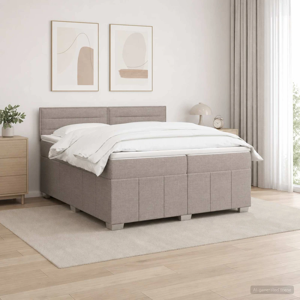Spyruoklinė lova su čiužiniu Taupe 200 x 200 cm Audinys