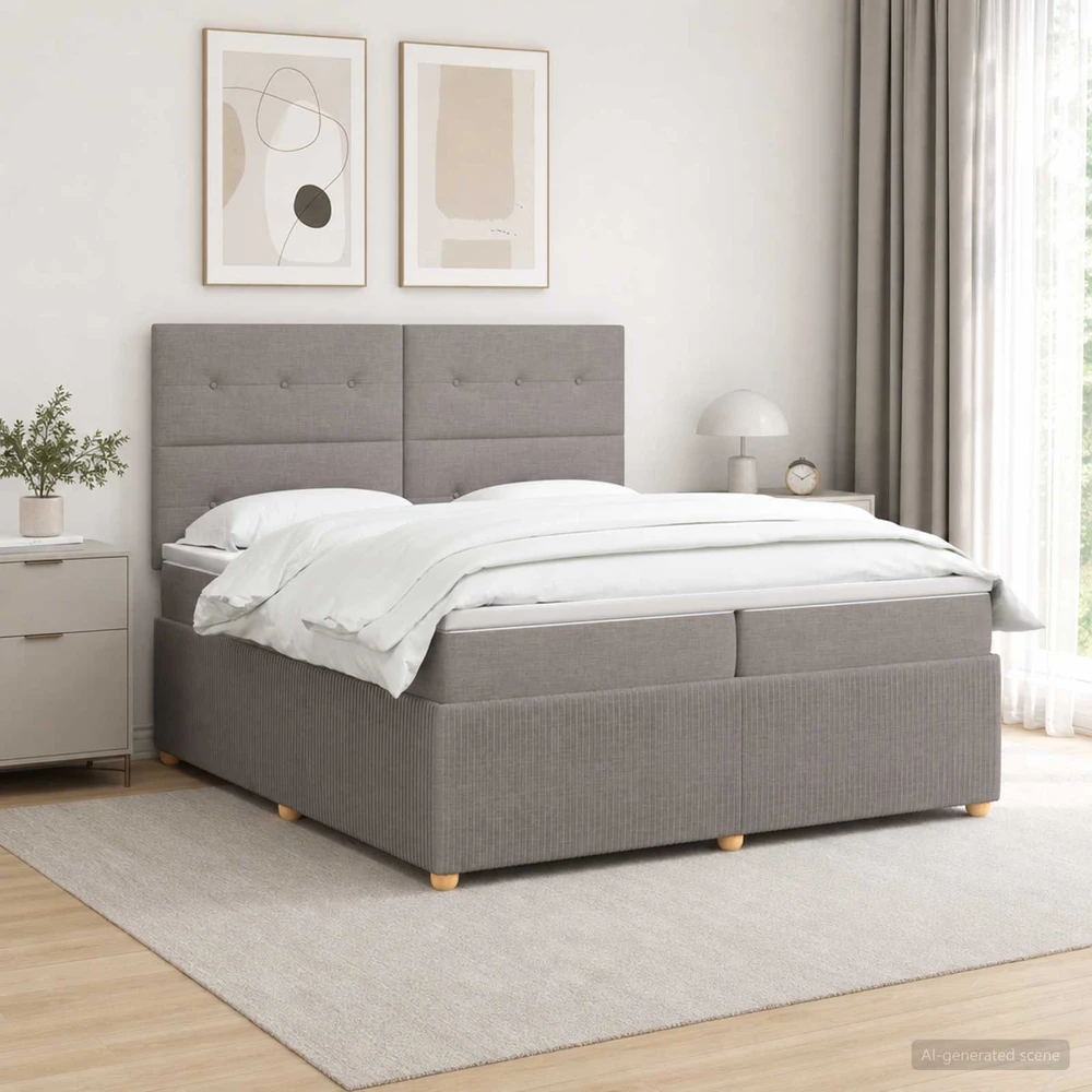 Spyruoklinė lova su čiužiniu Taupe 200 x 200 cm Audinys