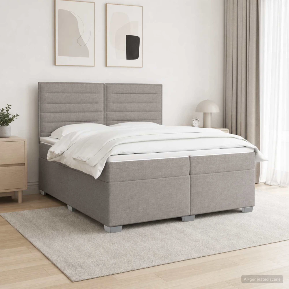 Spyruoklinė lova su čiužiniu Taupe 200 x 200 cm Audinys