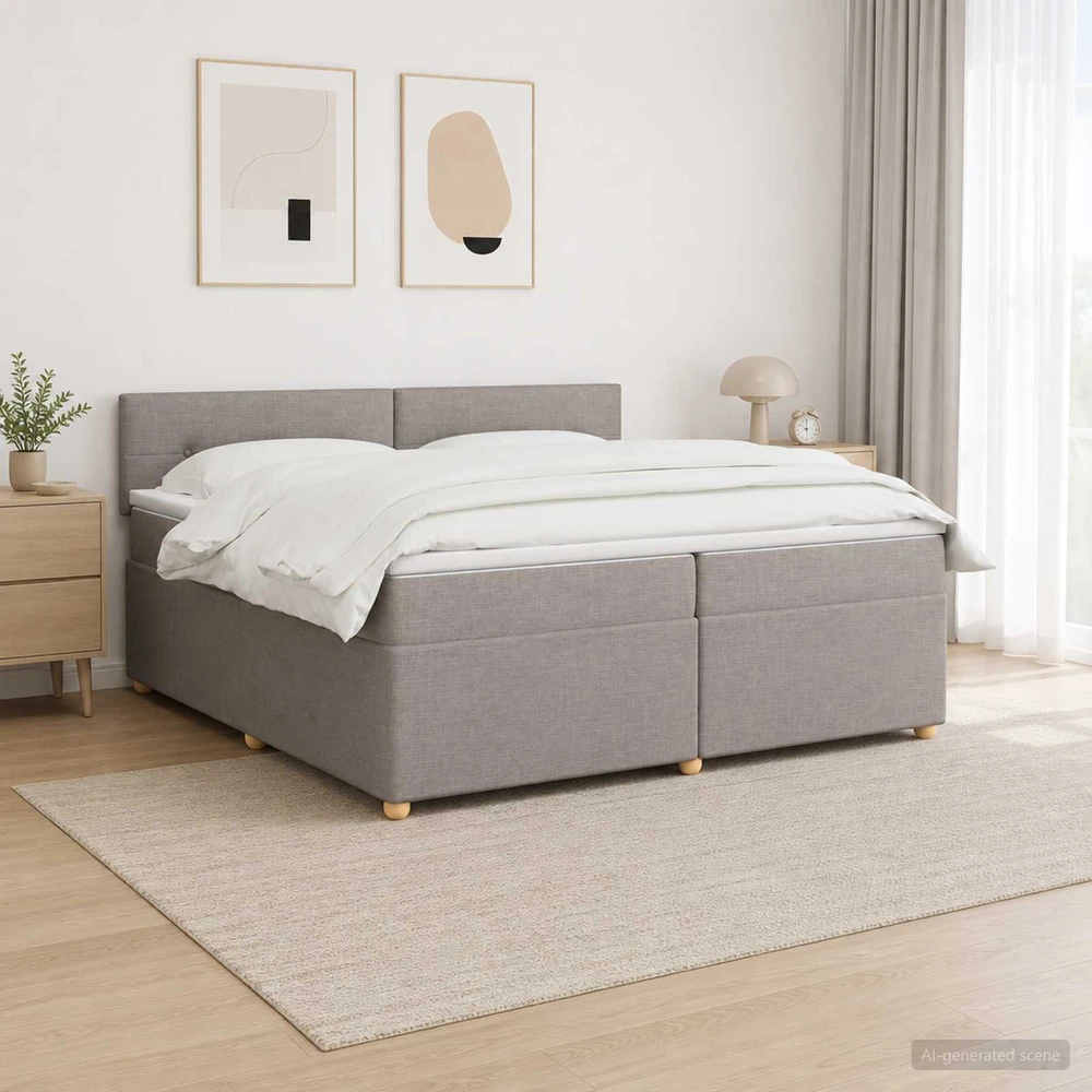 Spyruoklinė lova su čiužiniu Taupe 200 x 200 cm Audinys
