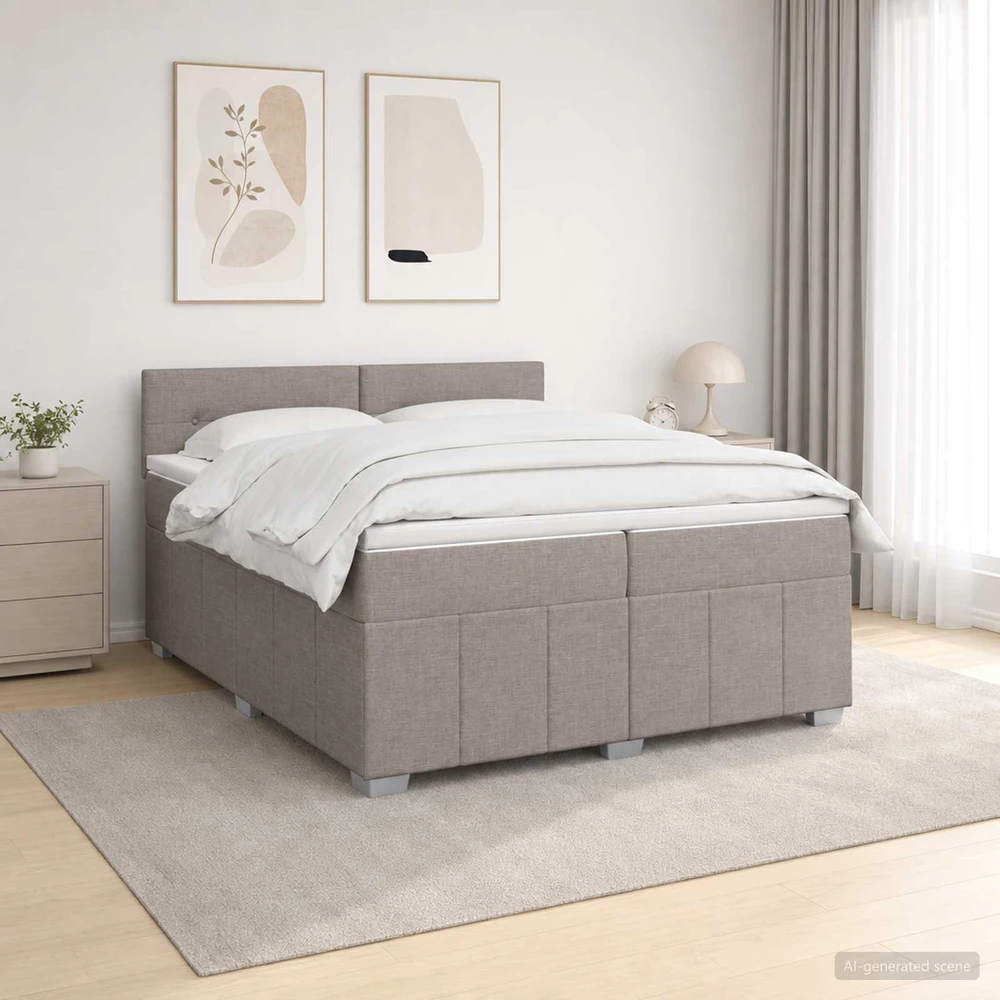 Spyruoklinė lova su čiužiniu Taupe 200 x 200 cm Audinys