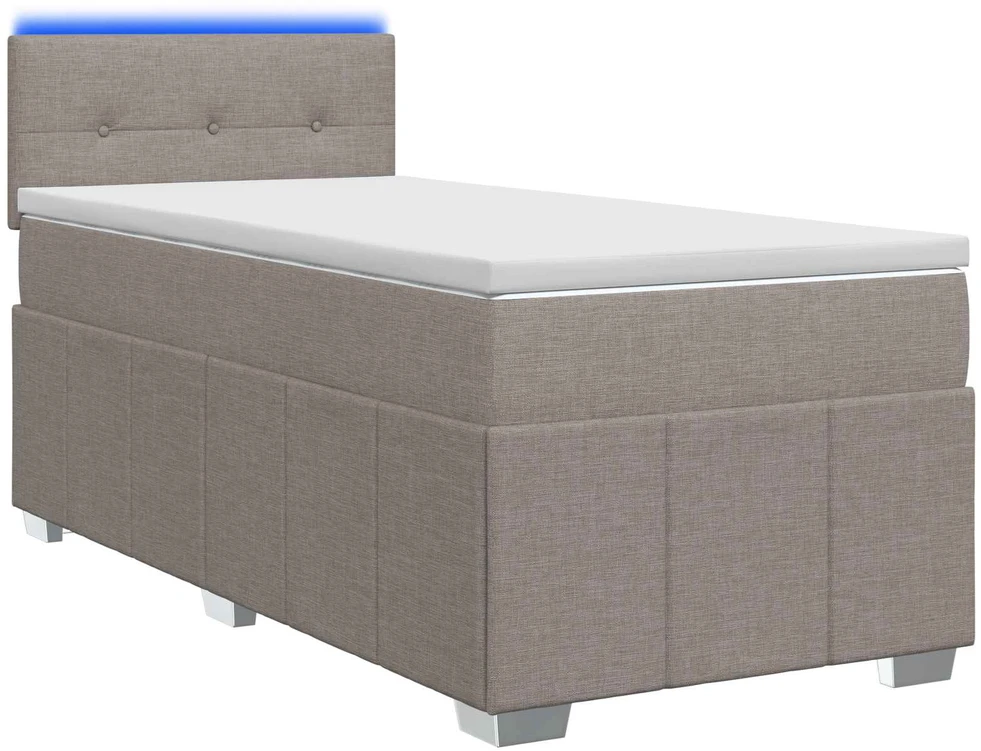 Spyruoklinė lova su čiužiniu Taupe 90 x 200 cm Audinys