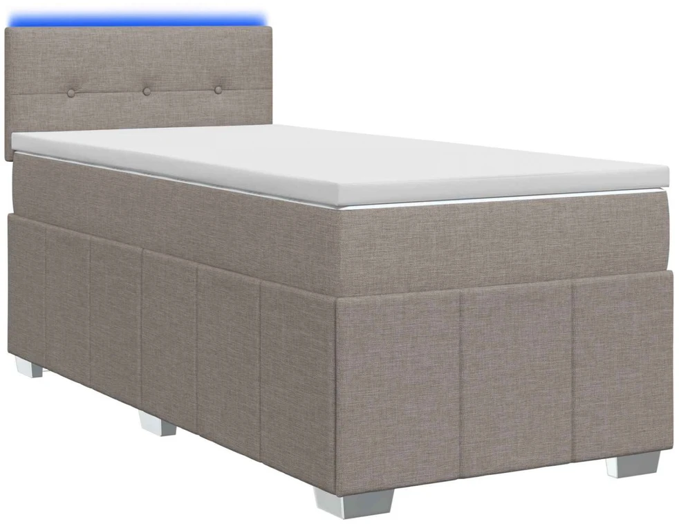 Spyruoklinė lova su čiužiniu Taupe 90 x 200 cm Audinys